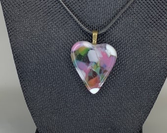 Handcrafted Fused Glass Pendant, Heart, Fused Glass, Necklace, Each