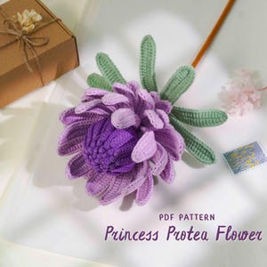 Patrón de ganchillo de flor de protea princesa, patrón de ganchillo de flores en PDF, decoración floral para el hogar a ganchillo, decoración floral hecha a mano, patrón digital en PDF