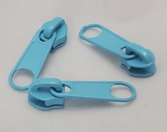 Teal zipper pulls for #5 nylon coil zipper by the yard