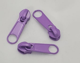 Purple zipper pulls for #5 nylon coil zipper by the yard