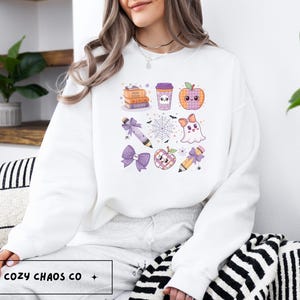 Halloween Teacher Sweatshirt, Fall Teacher Sweater, Retro Ghost Sweatshirt, Coquette Sweatshirt, Spooky Season, Halloween Gift Teacher Shirt