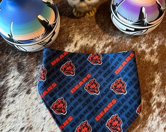Handmade Chicago Bears Pet Bandana, Snap Closure