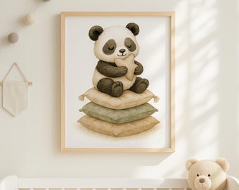 Impression d'art pour chambre de bébé panda : décoration bohème pour chambre de bébé (téléchargement numérique)