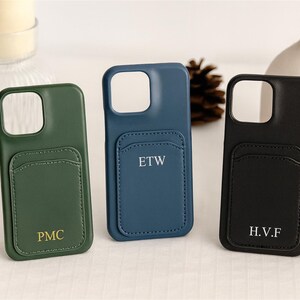 Personalized Vegan Leather iPhone Case, Custom Initial Monogram Cover