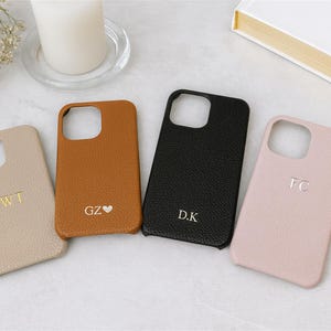 Personalized Vegan Leather iPhone Case, Custom Initials Monogram