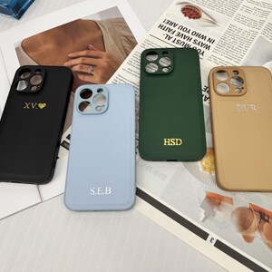 Personalized Leather iPhone Case for iPhone 16 Pro Max 15 14 13 Pro Initials Monogram Phone case,Custom Luxury Phone Case, Gift idea for her