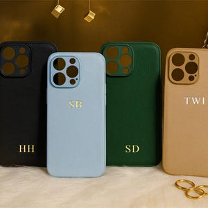 Personalized Vegan Leather iPhone Case, Monogram Initial Embossed Cover