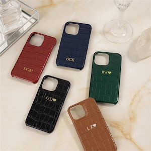 Personalized Vegan Leather iPhone Case, Monogram Initials, Custom iPhone 16 Pro Max