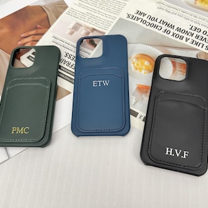 Personalised Leather iPhone Case for iPhone 16 Pro Max 15 14 13 12, Initial Custom Monogram Phone Case Cover,Best Birthday Gift,Gift for Her