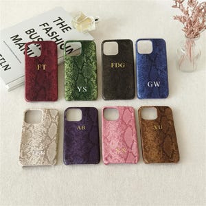 Personalized Python Vegan Leather iPhone Case, Embossed Monogram