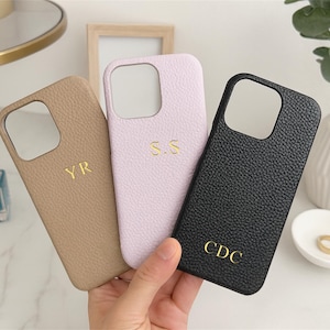 Personalized Vegan Leather iPhone Case, Custom Initial Monogram