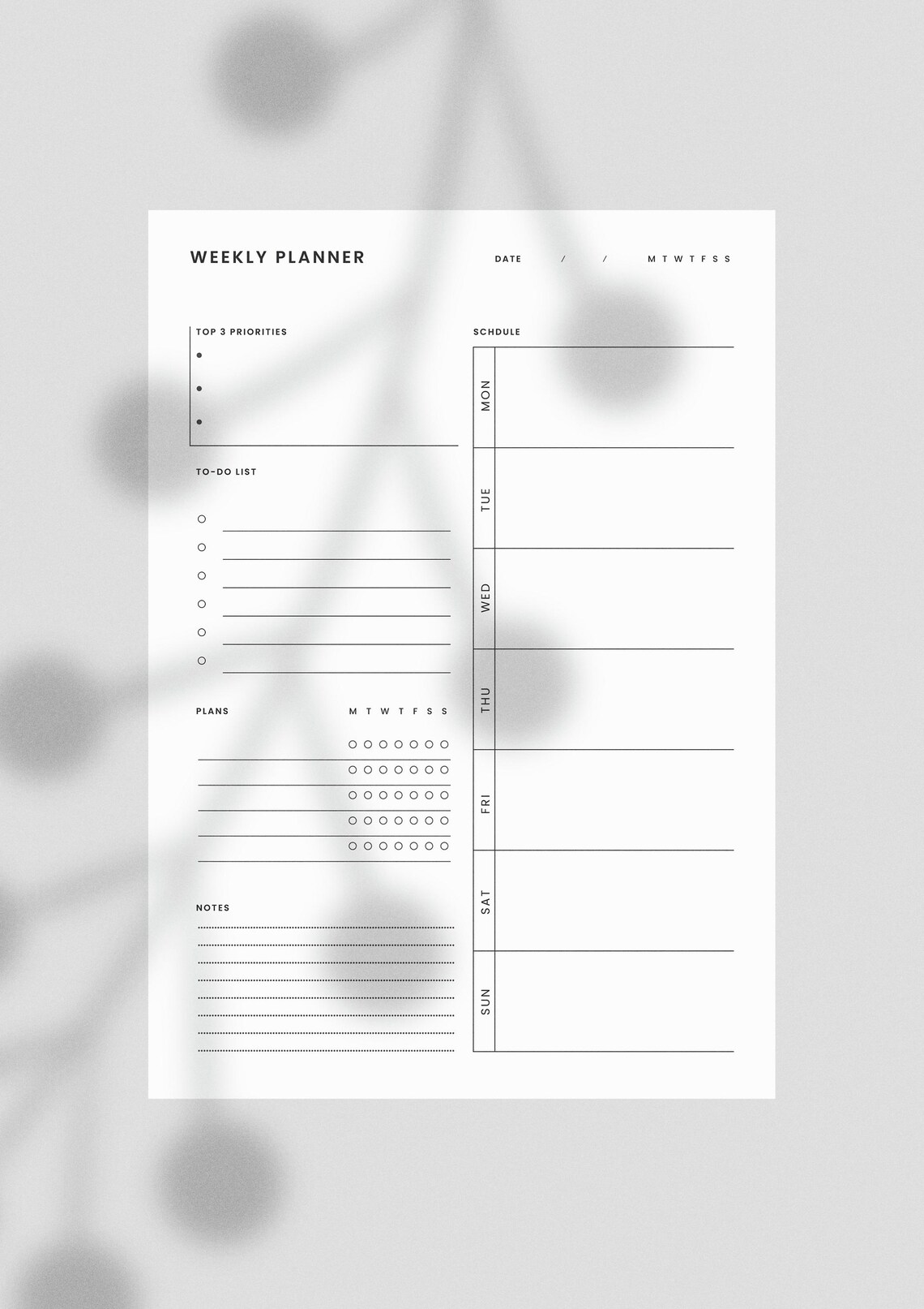 Minimalist Weekly Planner Printable: Undated A4 A5 Letter Sizes (PDF ...