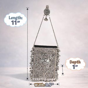 Pochette pour téléphone en cuivre et laiton gravé à la main, sac tribal antique oxydé image 3