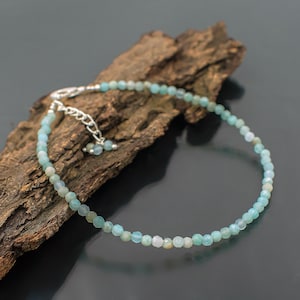 Aquamarine Beaded Necklace • Dainty Crystal Choker • March Birthstone Jewelry • Minimalist Gemstone Necklace • Handmade Gift for Her