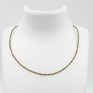 Unakite Beaded Necklace: Gold Chain Healing Crystal Choker