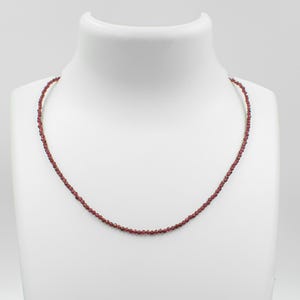 Natural Garnet Beaded Necklace, Red Gemstone Choker, January Birthstone Jewelry, Layered Crystal Necklace, Handmade Gift for Her