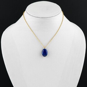 Lapis Lazuli Oval Necklace ,Gold Chain Crystal Pendant | Third Eye Chakra Stone | Handmade Gift for Her | Deep Blue Healing Jewelry For Love