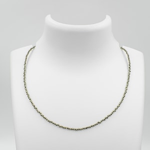 Pyrite Beaded Necklace, Fool’s Gold Choker, Healing Crystal Jewelry, Metallic Gemstone Necklace, Handmade Gift for Her, Natural Pyrite Beads