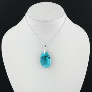 Chrysocolla Pendant Necklace – Silver-Plated Healing Gemstone Jewelry