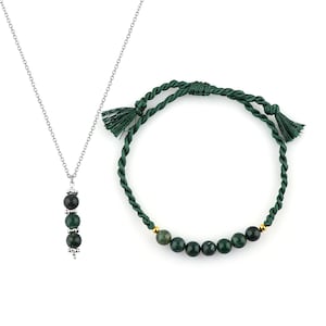 Moss Agate Bracelet & Necklace Set • Natural Healing Crystal Jewelry • Green Gemstone Gift Set • Boho Yoga Jewelry for Women And  Men,