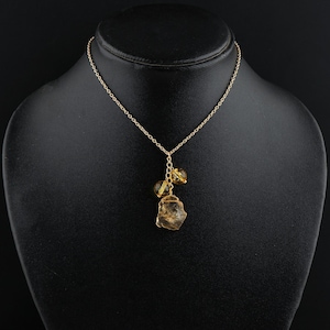 Raw Citrine Necklace ,Natural Yellow Gemstone Pendant | Gold Chain Abundance Jewelry | Handmade Boho Gift for Her | Healing Crystal For Gift