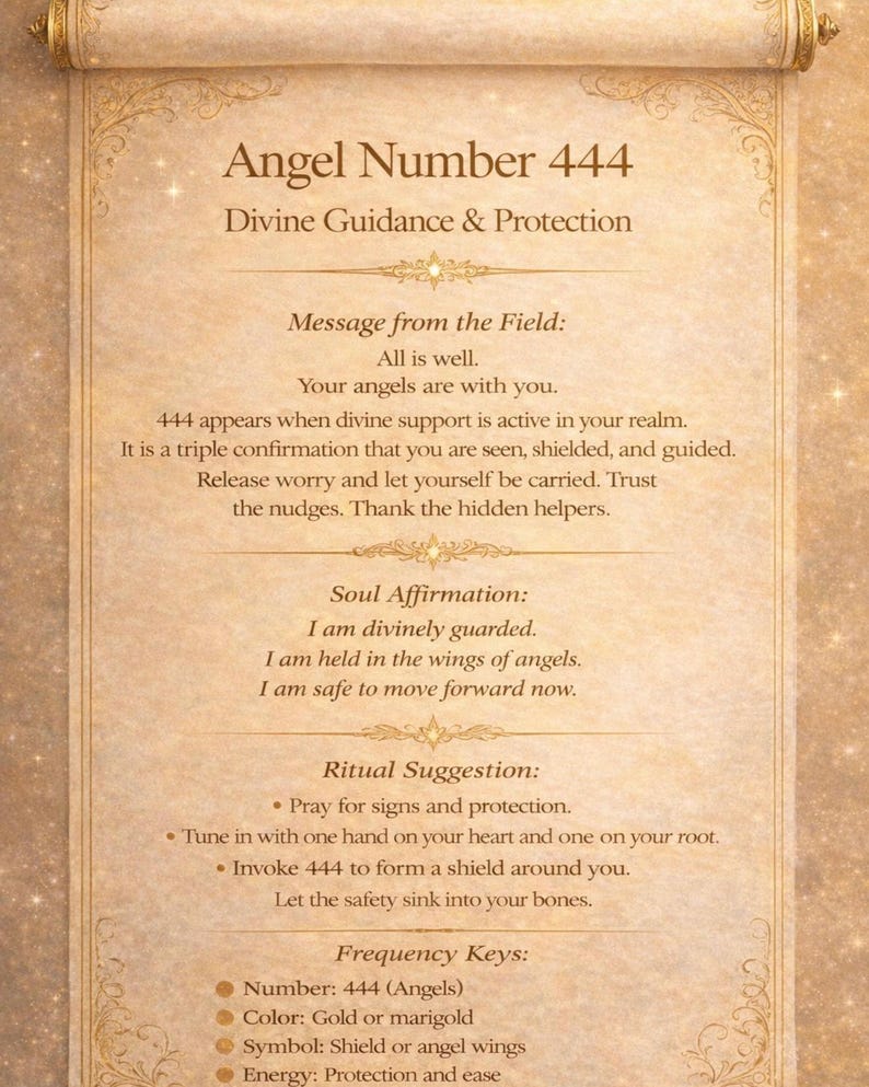 Angel Number 444 Digital Scroll — Divine Guidance & Protection - Etsy