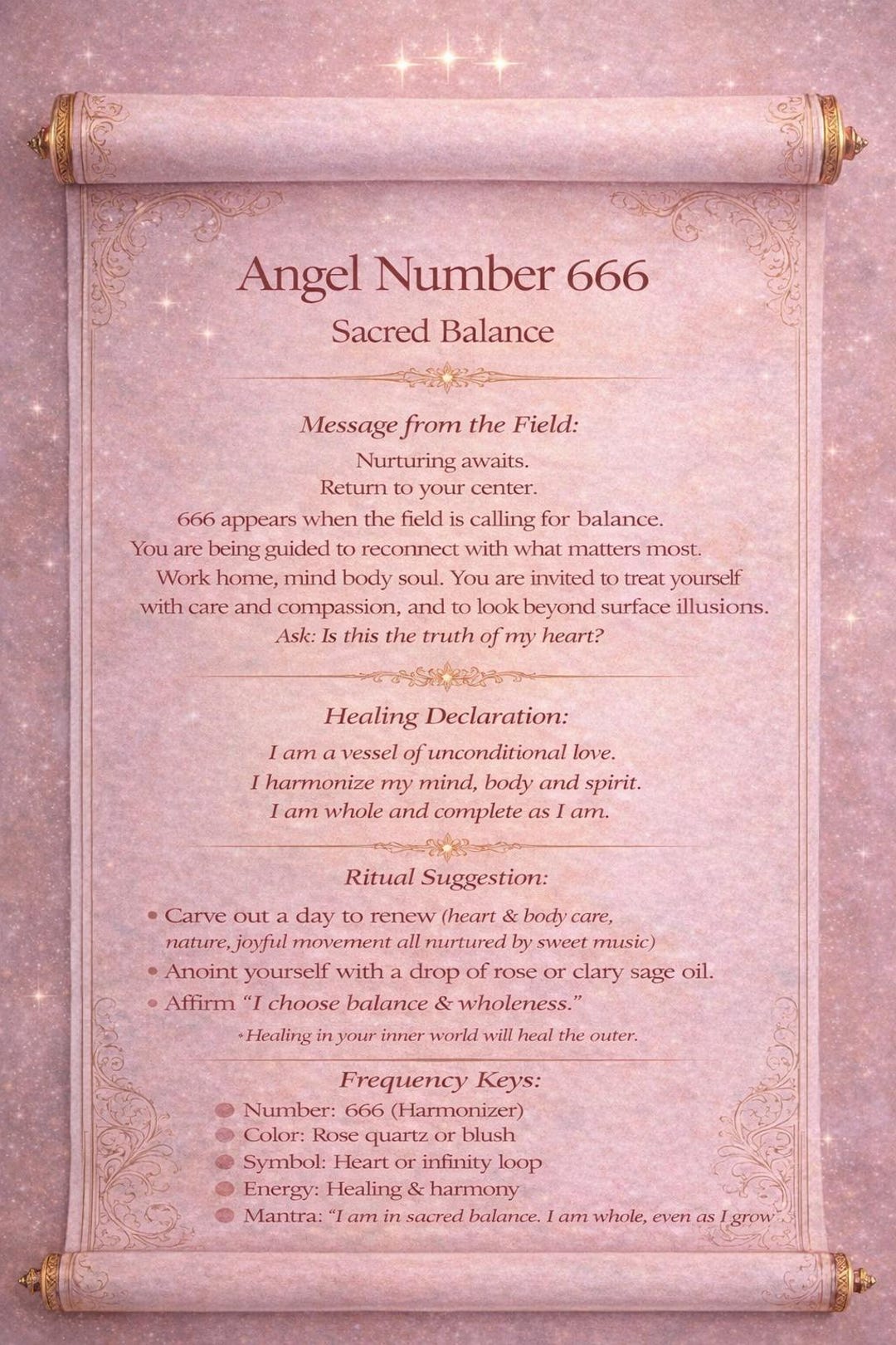Angel Number 666 Scroll – Sacred Balance Digital Download - Etsy