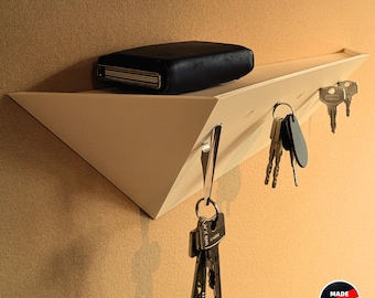 Porta chiavi magnetico | Portachiavi moderno con ripiano | Tastiera senza fori | Pezzo di design minimalista | Treeboard