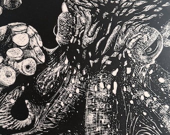 Original Octopus Scratch Art | Marine animal art | Unique Home Decor | Epic Birthday/Holiday Gift