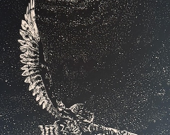 Owl Scratch Art | Legends of the Guardians Inspired | Handcrafted Black & White Animal Illustration