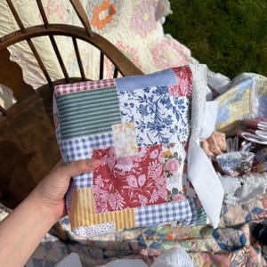 Prairie Patchwork Quilted Bible Sleeve – Eyelet Trim Book Cover, Christian Gift