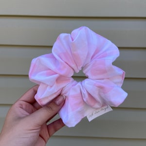Pink Gingham Oversized Scrunchie: Handmade Hair Accessory