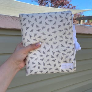 Honeybee Handmade Bible Sleeve / Book Cover with Bow – Fabric Book Protector
