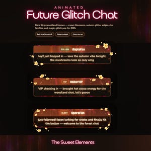 Framtida Glitch Twitch-chattwidget | OBS & StreamElements-chattöverlägg | Söt fantasiströmningswidget | Twitch-streameröverlägg (anpassningsbar)