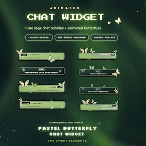 Green Butterfly Twitch Chat Widget | OBS & StreamElements Chat Overlay | Cute Fantasy Stream Widget | Twitch Streamer OverlayCustomizable