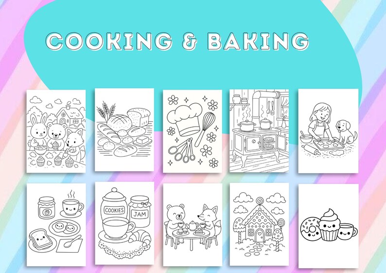 Kawaii Cooking & Baking Coloring Book – 20 Cute Pages of Adorable Food ...