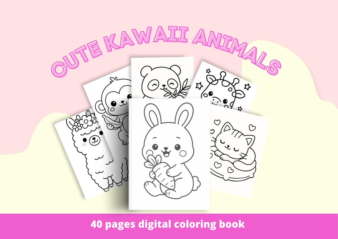 Kawaii Animals Coloring Book | 40 Cute Animal Pages | Printable ...