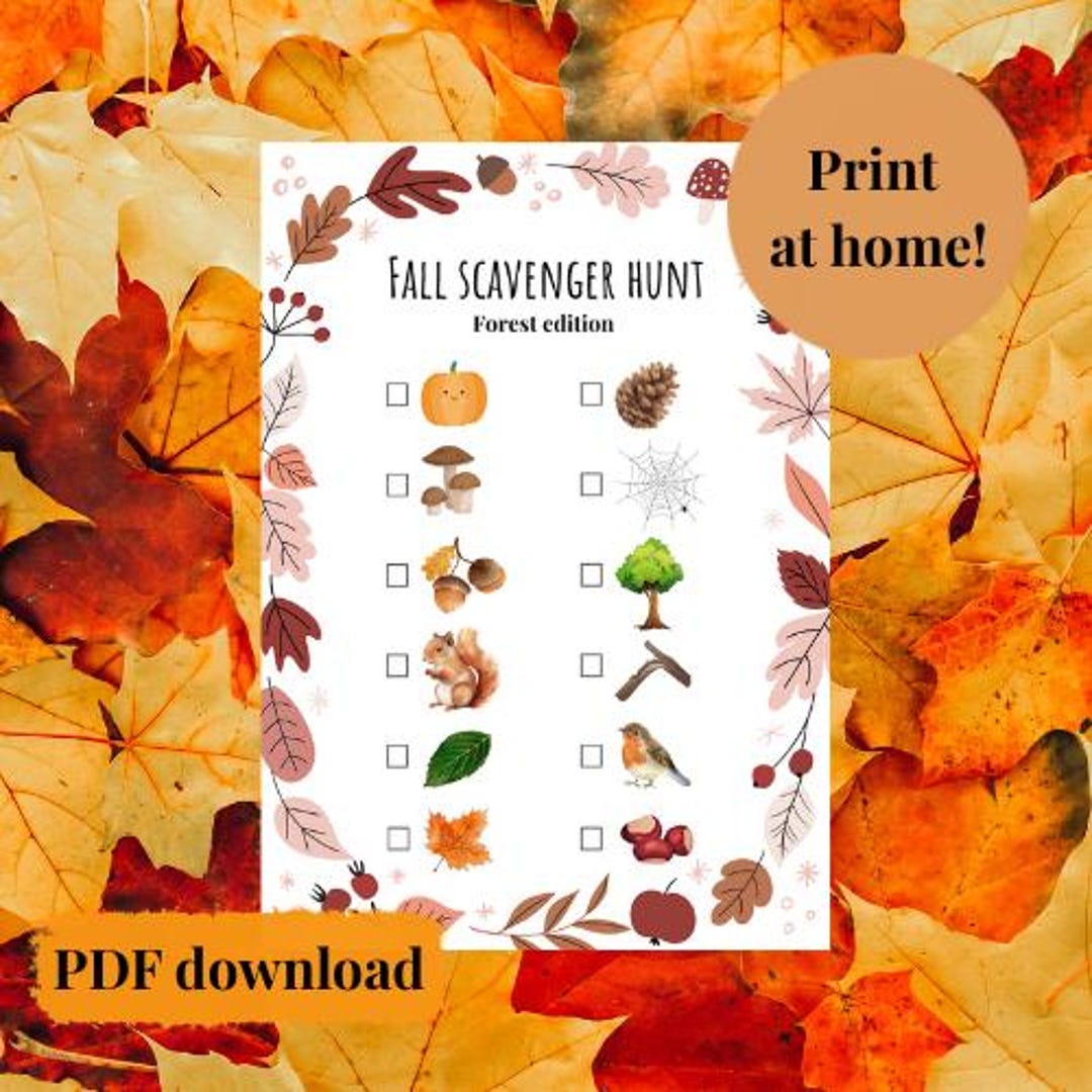 Autumn Scavenger Hunt for Kids | Printable Fall Nature Walk Game ...