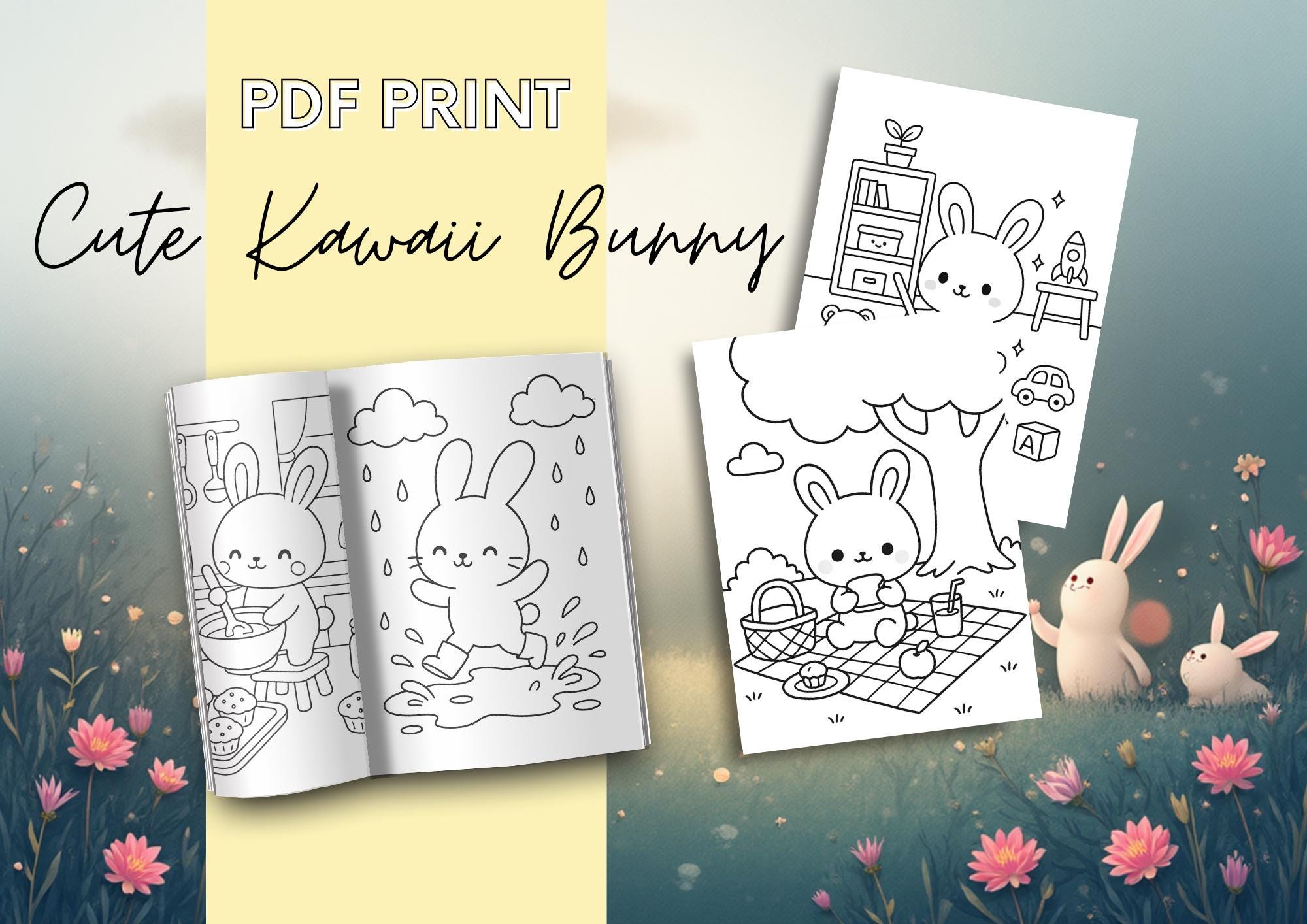 45 Kawaii Bunny Coloring Pages | Cute Kawaii Rabbits | Kids Coloring ...