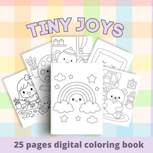 Tiny Joys Coloring Book | 25 Cute Kawaii Pages | Cozy Aesthetic Coloring for Adults & Teens