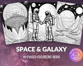 Space and Galaxy Coloring Book for Adults | 20 Realistic Astronomy Coloring Pages | Cosmic Planets, Stars & Universe Art | Space Coloring