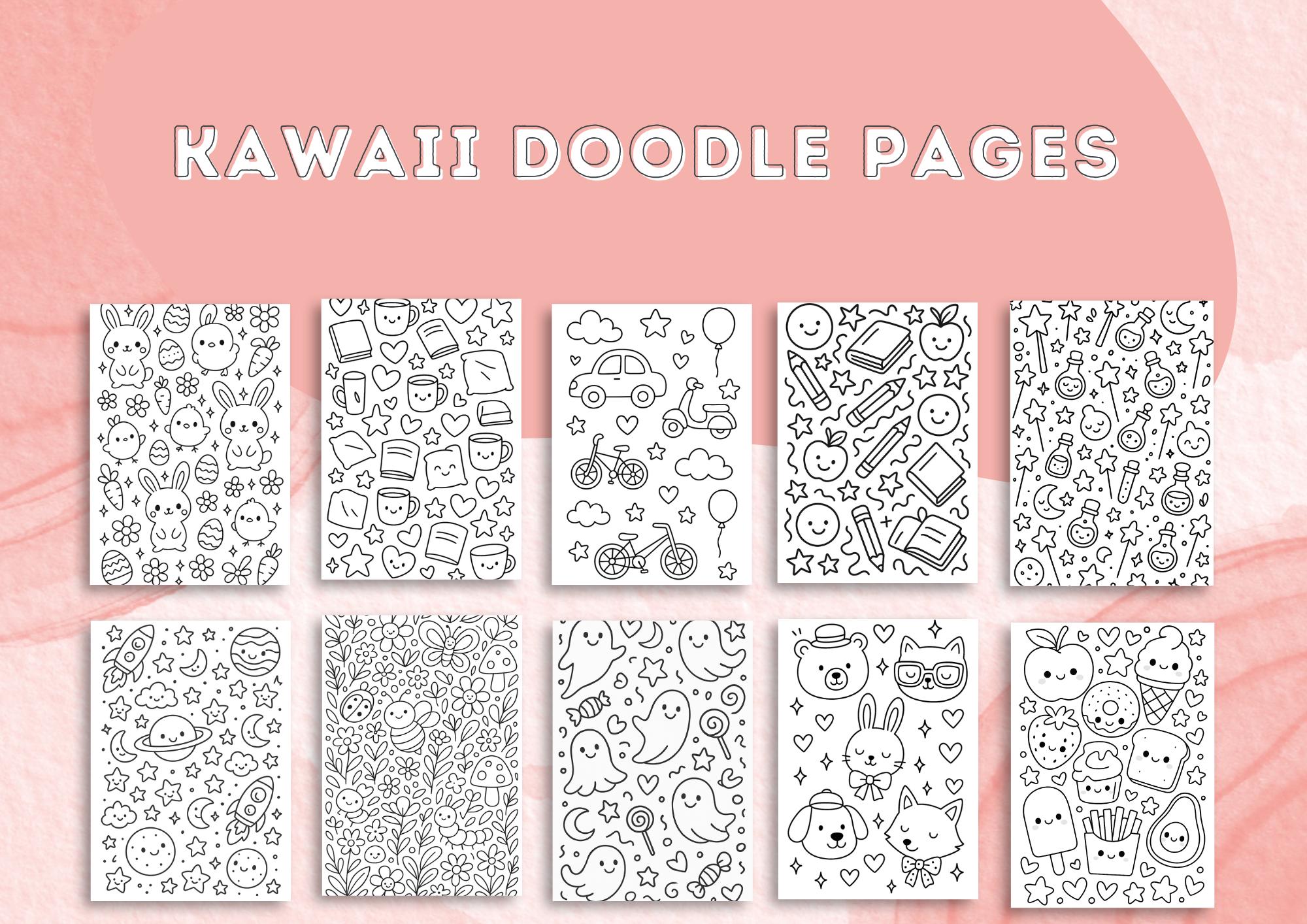 Cute Doodle Art Coloring Book for Kids | 25 Fun Cartoon Doodle Pages ...