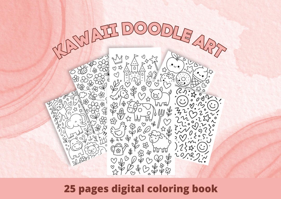 Cute Doodle Art Coloring Book for Kids | 25 Fun Cartoon Doodle Pages ...