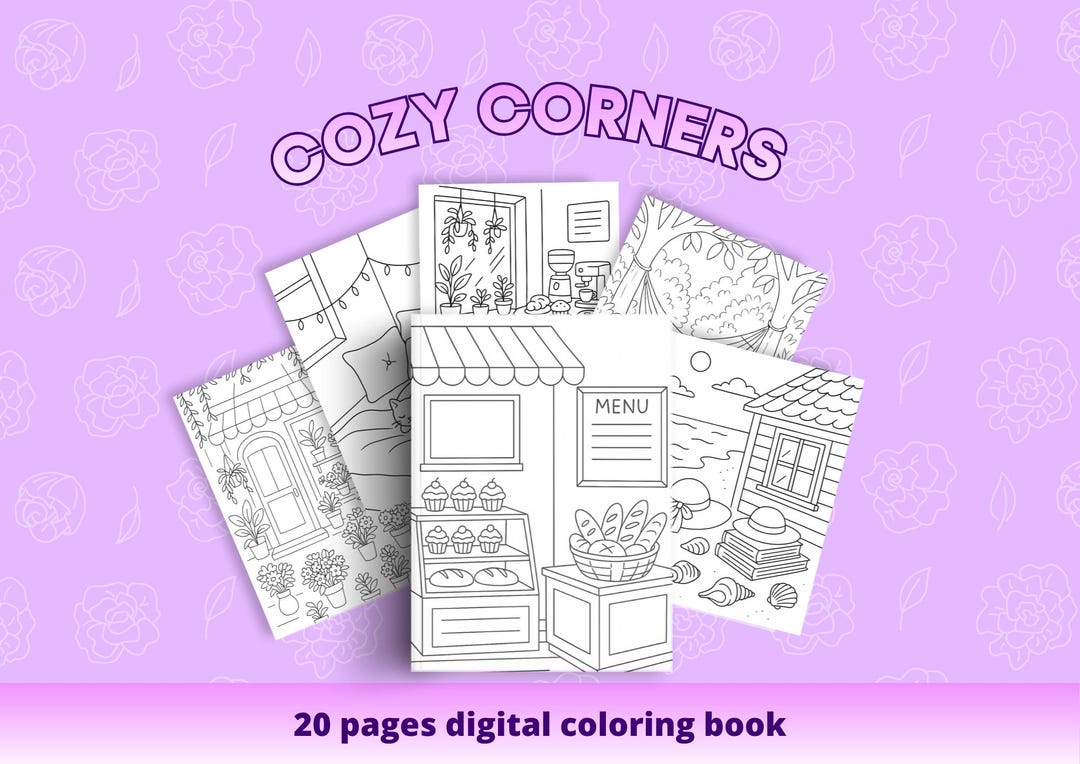 Cozy Corners Coloring Book | 20 Cute and Relaxing Pages | Printable ...