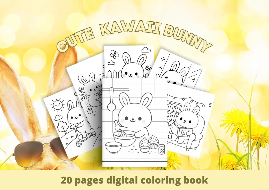 20 Kawaii Bunny Coloring Pages | Cute Kawaii Rabbits | Kids Coloring ...