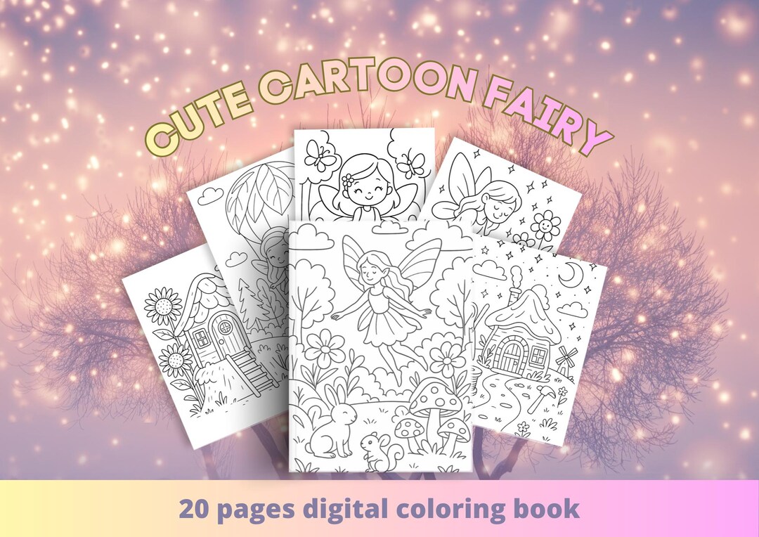 Cute Fairy Coloring Book for Kids | 20 Cartoon Fairy & Fairy House ...