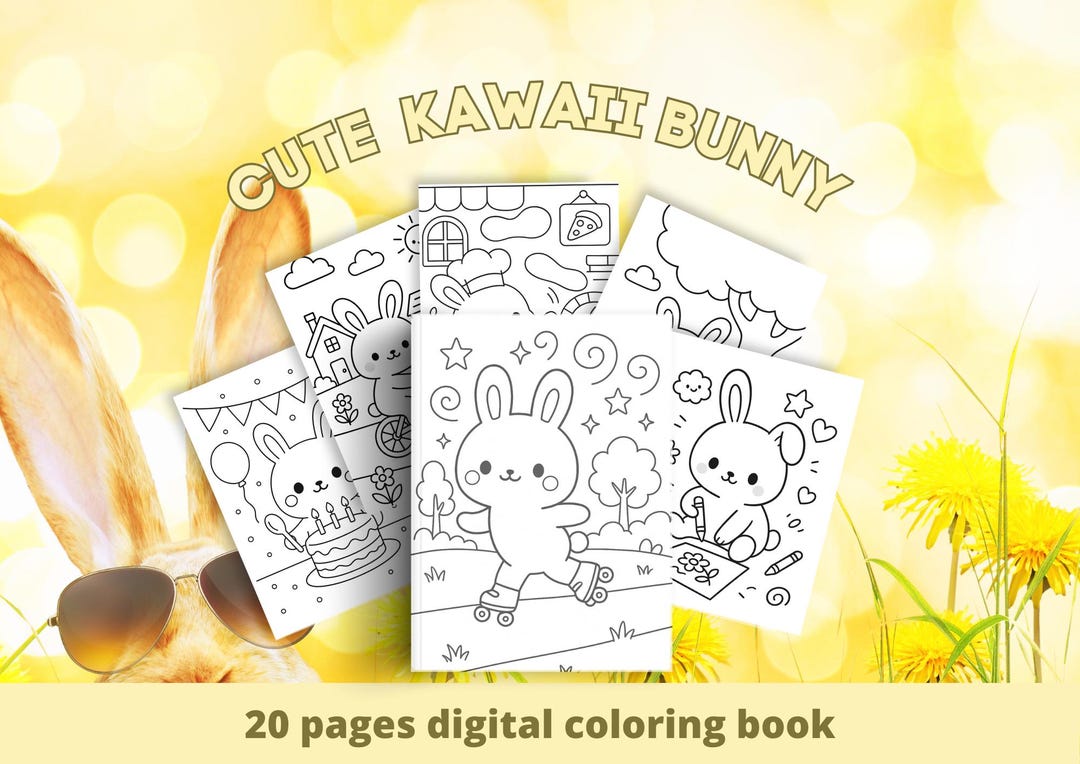 20 Kawaii Bunny Coloring Pages | Cute Kawaii Rabbits | Kids Coloring ...