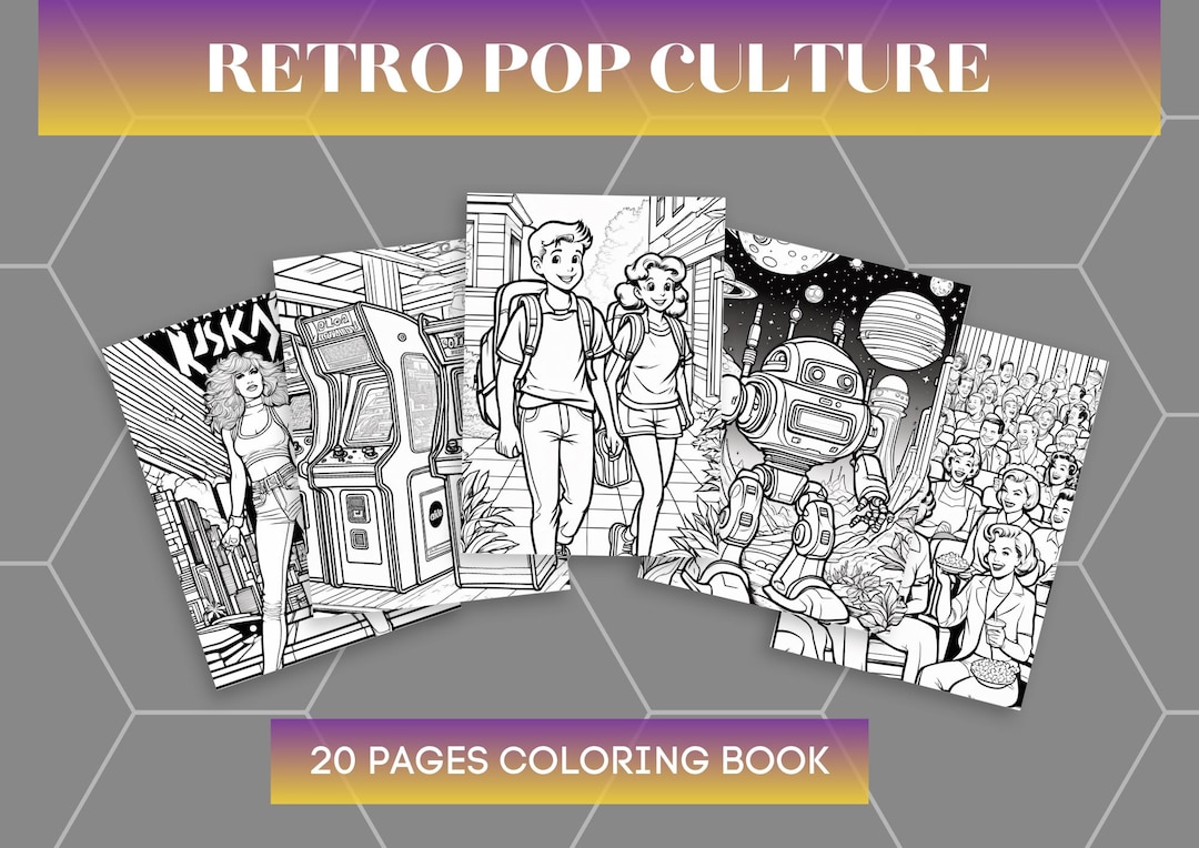 Retro Pop Culture Coloring Book | 80s & 90s Nostalgia Coloring Pages ...