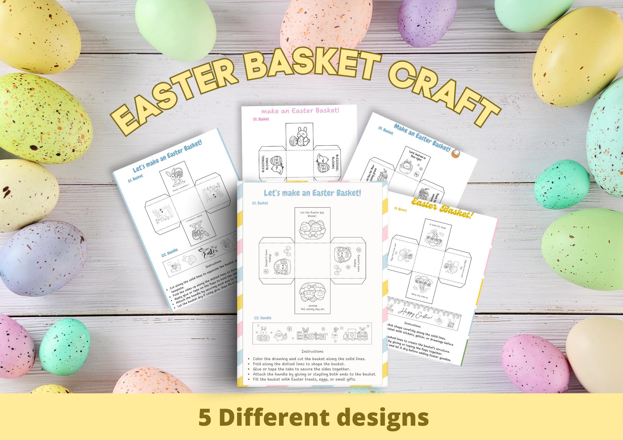 Printable Easter Basket Craft for Kids | 5 Color & Fold Easter Basket ...