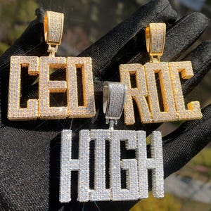 DIY Iced out Full CZ Diamond Letter Name Pendant Necklace, Custom Hip Hop Pendants With Free Rope Chain, Jewelry Gifts For Him And Her